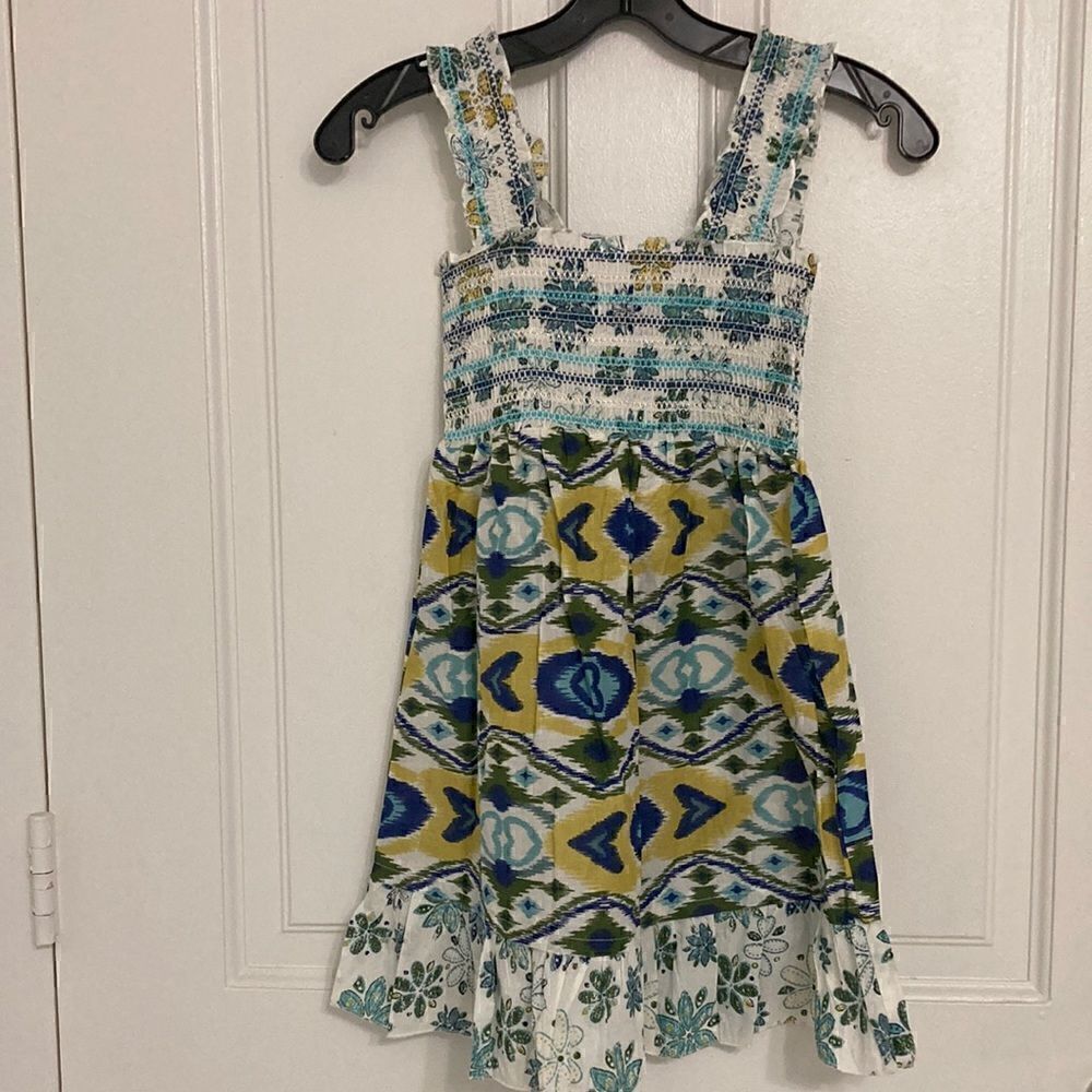 NWT Rue 21 Girls Blue Floral & Ikat Print Cotton Sun Dress. Size Small.